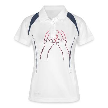Chats, Griffes, Pattes, Pattes, Griffes, Griffures, Rayures - Polo respirant Femme - blanc/marine - Devant