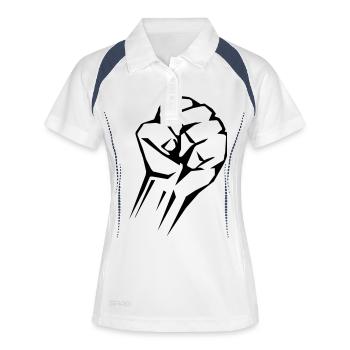 faust - Frauen Polo atmungsaktiv - Weiß/Navy - Vorne