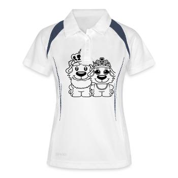 Deux Chiens Couronne Roi Reine Souverain Majesté - Polo respirant Femme - blanc/marine - Devant