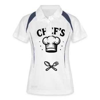 Chef et ton PRENOM - 2 - Polo respirant Femme - blanc/marine - Devant