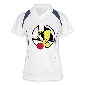 karambol_billard - Frauen Polo atmungsaktiv - Weiß/Navy - Vorne
