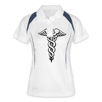 Caducée 01 - Polo respirant Femme - blanc/marine - Devant