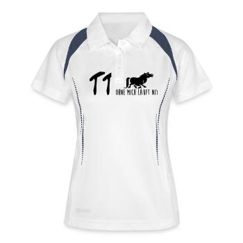 Turniertrottel - Frauen Polo atmungsaktiv - Weiß/Navy - Vorne