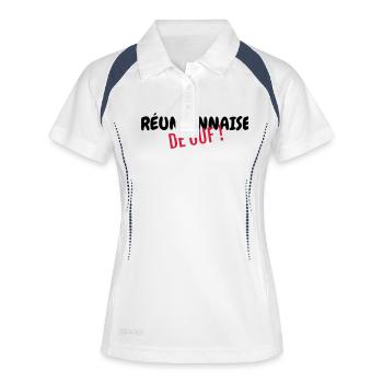 Réunion / 974 / Frankreich / Afrika - Frauen Polo atmungsaktiv - Weiß/Navy - Vorne