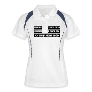 Lustiger Spruch Blöd Doof Lustige Sprüche - Frauen Polo atmungsaktiv - Weiß/Navy - Vorne