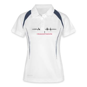 Frequenztherapie Drunk - Frauen Polo atmungsaktiv - Weiß/Navy - Vorne