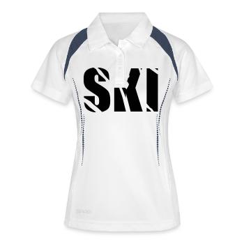 ski - Frauen Polo atmungsaktiv - Weiß/Navy - Vorne