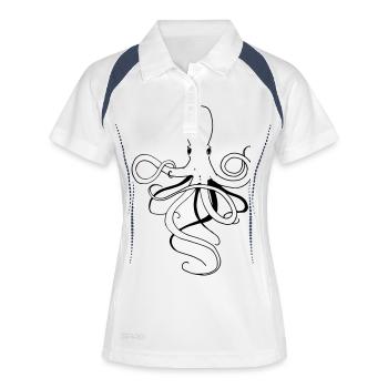 Krake - Frauen Polo atmungsaktiv - Weiß/Navy - Vorne
