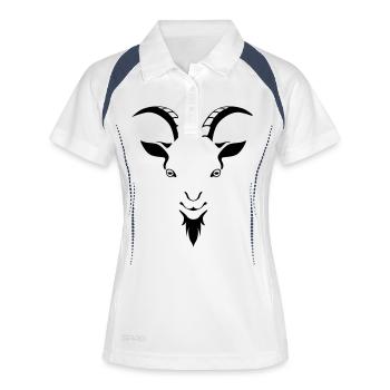 Goat Face - Frauen Polo atmungsaktiv - Weiß/Navy - Vorne