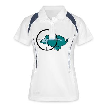Wildschwein Drückjagd - Frauen Polo atmungsaktiv - Weiß/Navy - Vorne