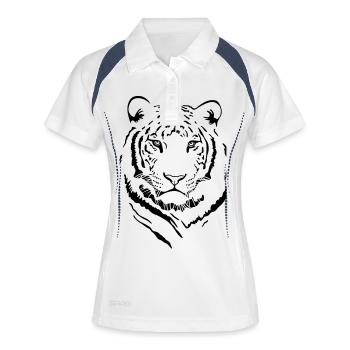 White Tiger # 1 - Frauen Polo atmungsaktiv - Weiß/Navy - Vorne