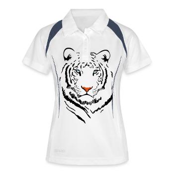 White Tiger # 2 - Frauen Polo atmungsaktiv - Weiß/Navy - Vorne