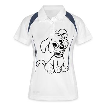 Chien jeune chiot - Polo respirant Femme - blanc/marine - Devant