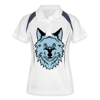 wolf - Frauen Polo atmungsaktiv - Weiß/Navy - Vorne