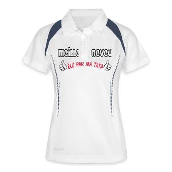 BESTER Neffe - Frauen Polo atmungsaktiv - Weiß/Navy - Vorne