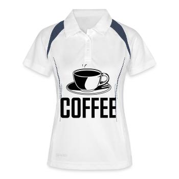 coffee - Frauen Polo atmungsaktiv - Weiß/Navy - Vorne