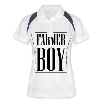 Farmer Junge - Frauen Polo atmungsaktiv - Weiß/Navy - Vorne