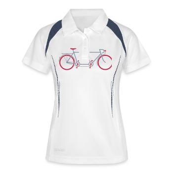 Tandem Fahrrad - Frauen Polo atmungsaktiv - Weiß/Navy - Vorne