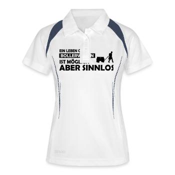 ein leben ohne bollerwagen - Frauen Polo atmungsaktiv - Weiß/Navy - Vorne