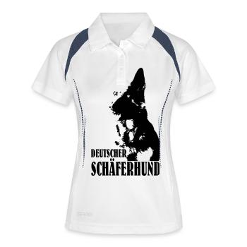 Deutscher Schäferhund - Frauen Polo atmungsaktiv - Weiß/Navy - Vorne