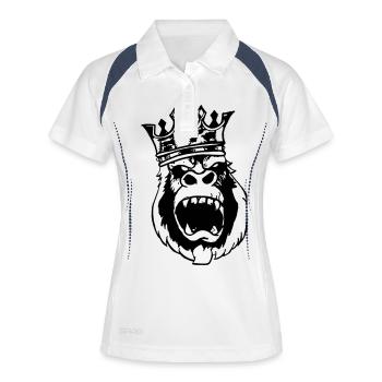 König des Dschungels - Frauen Polo atmungsaktiv - Weiß/Navy - Vorne