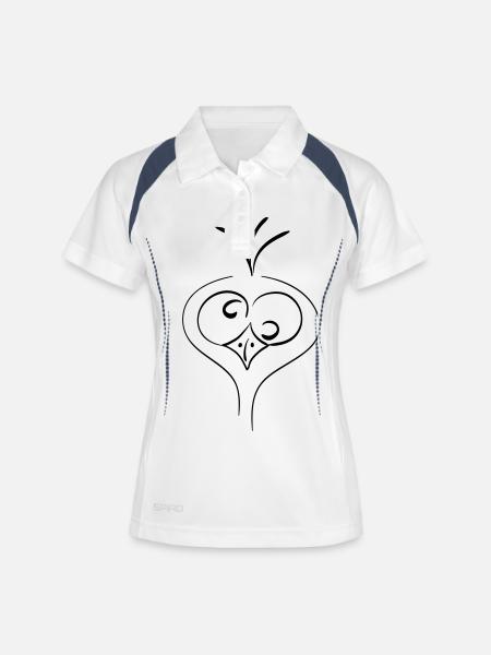 drôle d'oiseau - Polo respirant Femme - blanc/marine