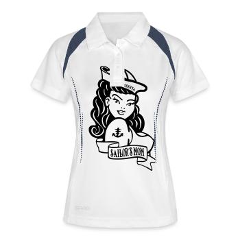 Sailors Mom - Frauen Polo atmungsaktiv - Weiß/Navy - Vorne