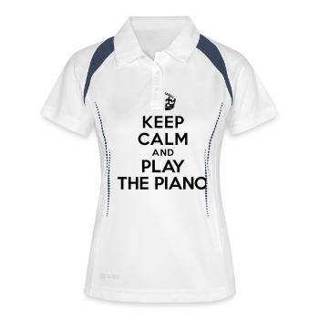 Keep calm and play the piano - Polo respirant Femme - blanc/marine - Devant