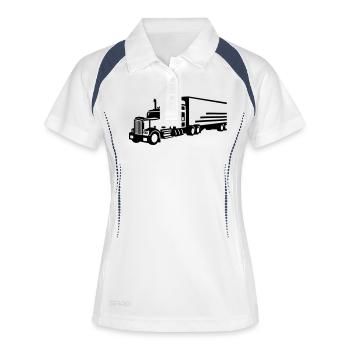 LKW - Frauen Polo atmungsaktiv - Weiß/Navy - Vorne