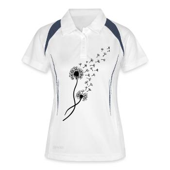 Dandelion blowball, flower, summer, garden, spring - Polo respirant Femme - blanc/marine - Devant