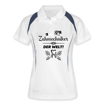 beste zahntechniker - Frauen Polo atmungsaktiv - Weiß/Navy - Vorne