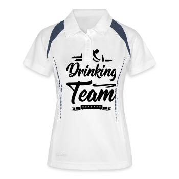 drinking team design - Frauen Polo atmungsaktiv - Weiß/Navy - Vorne