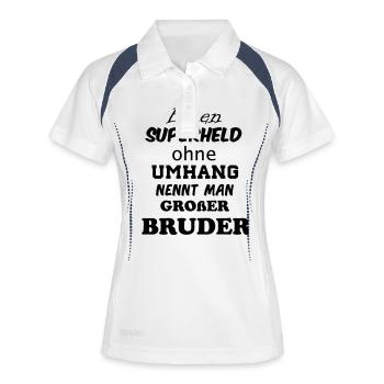 superheld_bruder - Frauen Polo atmungsaktiv - Weiß/Navy - Vorne
