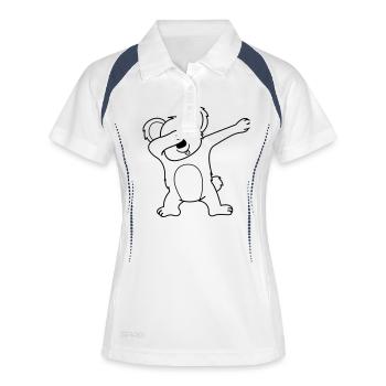 Koala Dabbing 01 - Frauen Polo atmungsaktiv - Weiß/Navy - Vorne