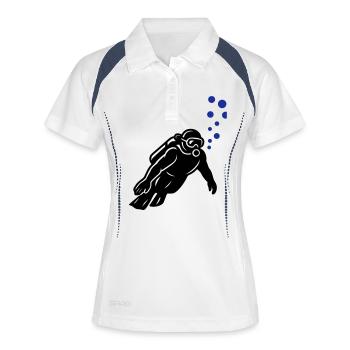 Taucher Silhouette - Frauen Polo atmungsaktiv - Weiß/Navy - Vorne