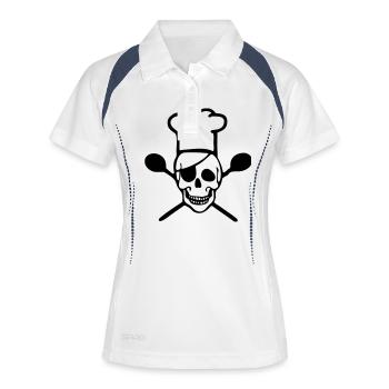 Tête de mort cuire - Polo respirant Femme - blanc/marine - Devant