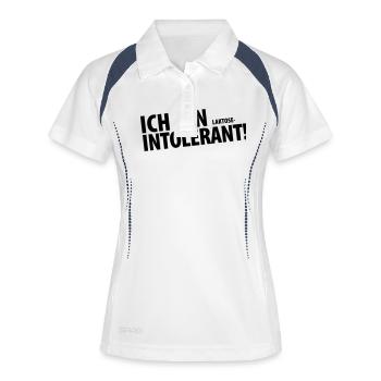 Laktose intolerant (dh) - Frauen Polo atmungsaktiv - Weiß/Navy - Vorne