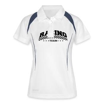 racing_team_design_1 - Frauen Polo atmungsaktiv - Weiß/Navy - Vorne