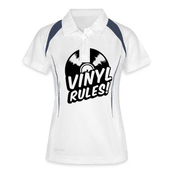 vinyl rules - Polo respirant Femme - blanc/marine - Devant
