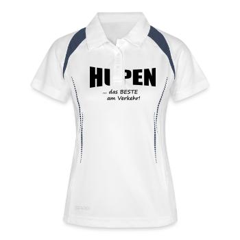 hupen 4 - Frauen Polo atmungsaktiv - Weiß/Navy - Vorne