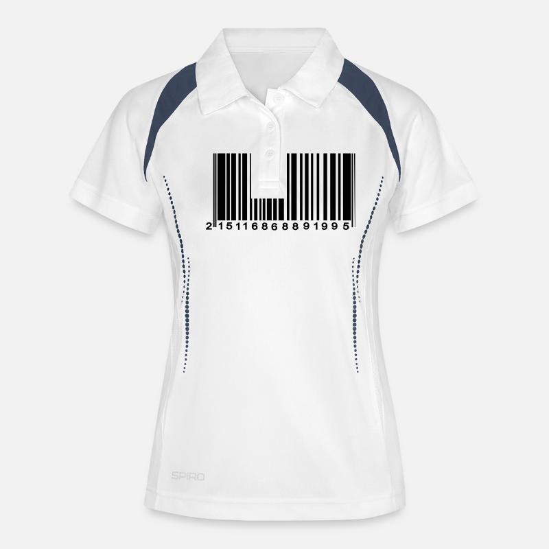 code barre chiffré - Polo respirant Femme - blanc/marine