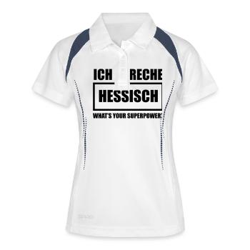 Ich spreche Hessisch - Frauen Polo atmungsaktiv - Weiß/Navy - Vorne
