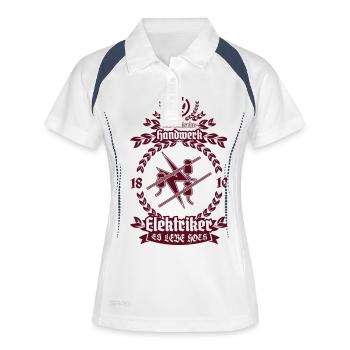 elektriker handwerk - Frauen Polo atmungsaktiv - Weiß/Navy - Vorne