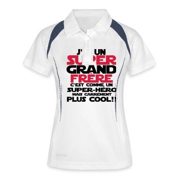 j'ai un super grand frère - Polo respirant Femme - blanc/marine - Devant