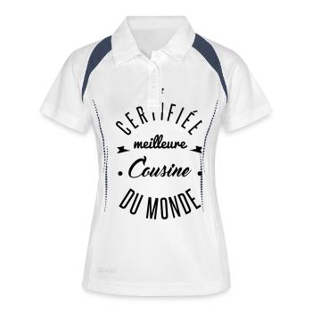 meilleure cousine - Polo respirant Femme - blanc/marine - Devant