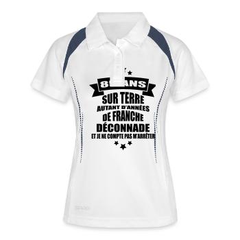 85 ans sur terre - Polo respirant Femme - blanc/marine - Devant