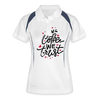 In Coffee We Trust - Frauen Polo atmungsaktiv - Weiß/Navy - Vorne