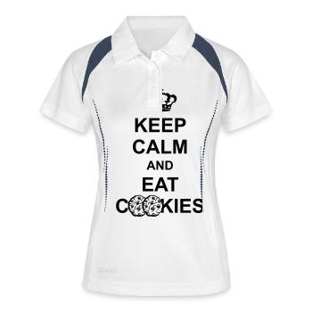 crown keep calm and eat cookies koenig poster cook - Women's Polo breathable - white/navy - Front