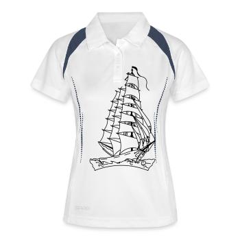 Sailor Tattoo - Frauen Polo atmungsaktiv - Weiß/Navy - Vorne