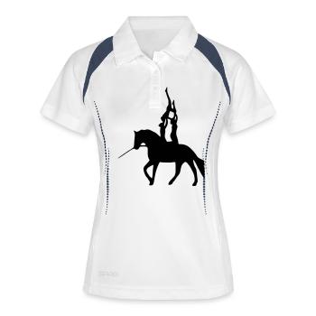 Voltigieren Dreierübung - Frauen Polo atmungsaktiv - Weiß/Navy - Vorne